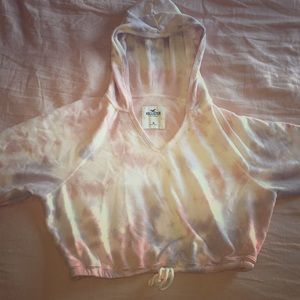 Tie dye Hollister tied cropped hoodie